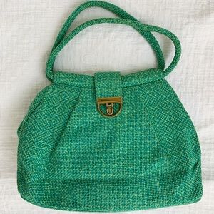 Vintage Julius Resnick Green and Blue Purse Handbag EUC